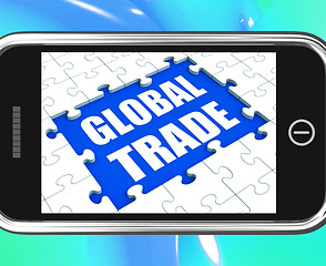 Image showing Global Trade Tablet Shows Online International Business