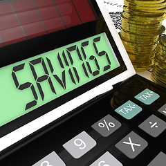 Image showing Savings Calculator Means Keeping And Saving Money