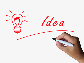 Image showing Idea and Lightbulb Indicate Bright Ideas and Concepts