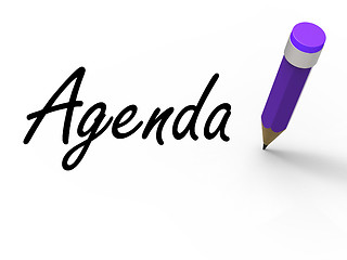 Image showing Agenda With Pencil Means Written Agendas Schedules or Outlines