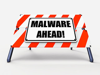 Image showing Malware Ahead Refers to Malicious Danger for Computer Future