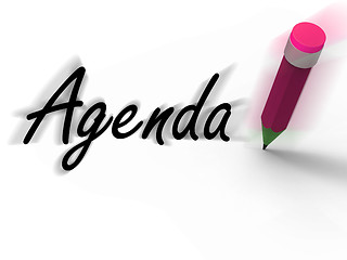 Image showing Agenda With Pencil Displays Written Agendas Schedules or Outline