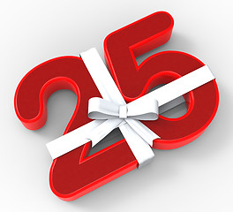Image showing Number Twenty Five With Ribbon Means Twenty Fifth Birthday Or Ce