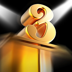 Image showing Golden Three On Pedestal Displays Entertainment Awards Or Recogn