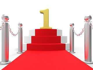 Image showing Golden One On Red Carpet Means Film Industry Awards Or Event