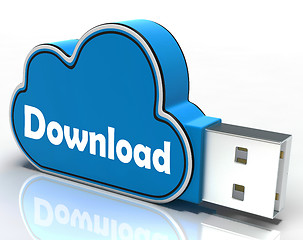 Image showing Download Cloud Pen drive Means Files Downloading Or Transferring