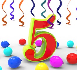 Image showing Number Five Party Shows Multi Coloured Decorations And Confetti