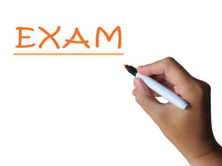 Image showing Exam On Whiteboard Means Tests And Examinations