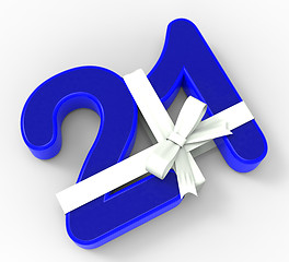 Image showing Number Twenty One With Ribbon Shows Creative Design Or Birthday 