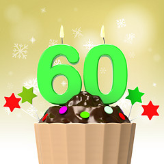 Image showing Sixty Candle On Cupcake Shows Family Reunion Or Celebration