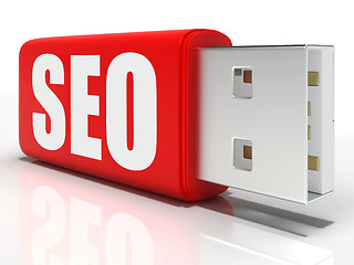 Image showing SEO Pen drive Shows Search Engine Optimization Or Management