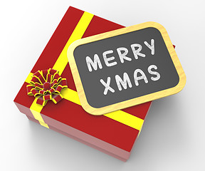 Image showing Merry Xmas Present Shows Christmas Festivity And Greetings