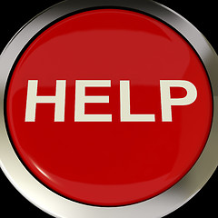 Image showing Help Button Shows Aid Assistance Or Answers