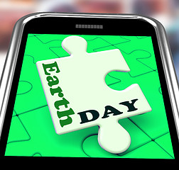 Image showing Earth Day Smartphone Means Eco Friendly And Green