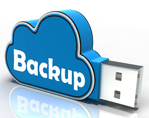 Image showing Backup Cloud Pen drive Means Data Storage Or Safe Copy