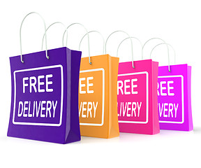 Image showing Free Delivery Shopping Bags Showing No Charge Or Gratis To Deliv