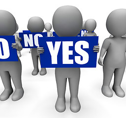 Image showing Characters Holding No Yes Signs Show Uncertain Or Confused