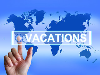 Image showing Vacations Map Means Internet Planning or Worldwide Vacation Trav