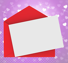 Image showing Red Envelope With Note card Shows Romance And Love