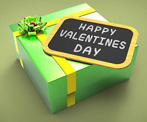 Image showing Happy Valentines Day Present Shows Romantic Celebration Or Valen