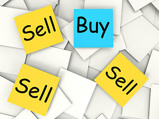 Image showing Buy Sell Post-It Notes Mean Buying And Selling