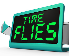 Image showing Time Flies Clock Means Busy And Goes By Quickly