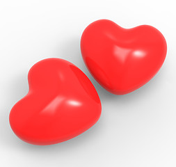 Image showing Three Dimensional Hearts Means Affection Passion And Attraction