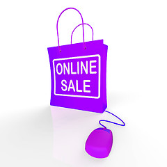 Image showing Online Sale Bag Represents Internet Sales and Discounts