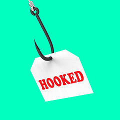 Image showing Hooked On Hook Means Fishing Equipment Or Catch