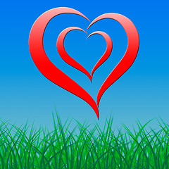 Image showing Heart On Background Shows Romance Love And Passion