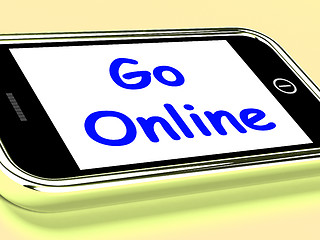 Image showing Go Online On Phone Shows Use Web Internet