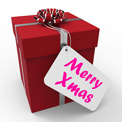 Image showing Merry Xmas Gift Means Happy Christmas Greetings