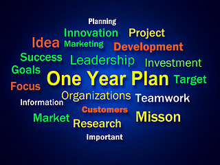 Image showing One Year Plan Brainstorm Means Goals For Next Year