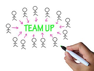 Image showing Team Up On Whiteboard Shows Collaboration And Support