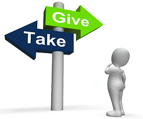 Image showing Give Take Signpost Shows Giving and Taking