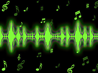 Image showing Sound Wave Background Shows Sound Analyzer Or Spectrum