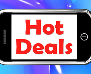 Image showing Hot Deal On Phone Shows Bargains Sale And Save