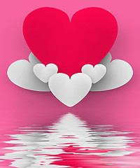 Image showing Heart On Heart Clouds Displays Romantic Heaven Or In Love Sensat