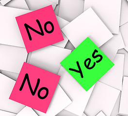 Image showing Yes No Post-It Notes Mean Answers Affirmative Or Negative