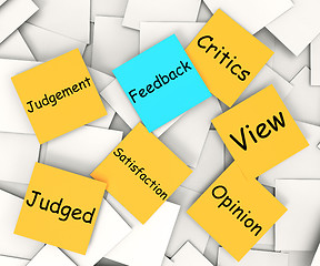 Image showing Feedback Post-It Note Means Evaluation And Comments