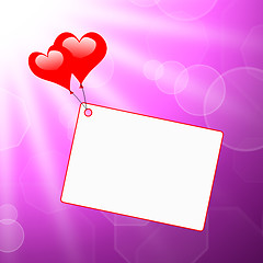 Image showing Heart Balloons On Note Means Passionate Letter Or Romantic Messa