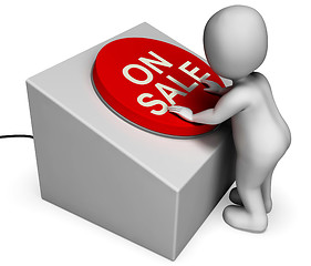 Image showing On Sale Button Shows Discounts And Special Offer