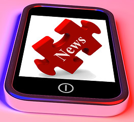 Image showing News Smartphone Shows Read Or Watch Latest Updates On Web