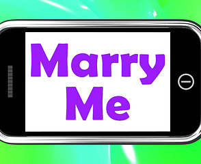 Image showing Marry Me On Phone Means Wedding Proposal