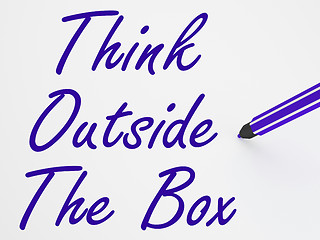 Image showing Think Outside The Box On Whiteboard Shows Innovation And Creativ