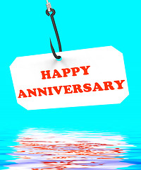 Image showing Happy Anniversary On Hook Displays Romantic Celebration Or Remem