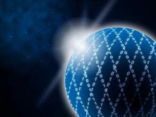 Image showing Blue Ornamented Sphere Background Shows Concentric Illustration