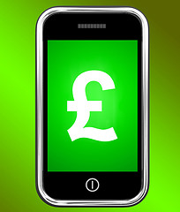 Image showing Pound Sign On Phone Shows British Money Gbp