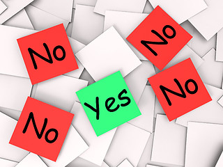 Image showing Yes No Post-It Notes Mean Positive Or Declining