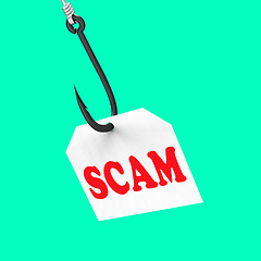 Image showing Scam On Hook Means Schemes Or Deceits